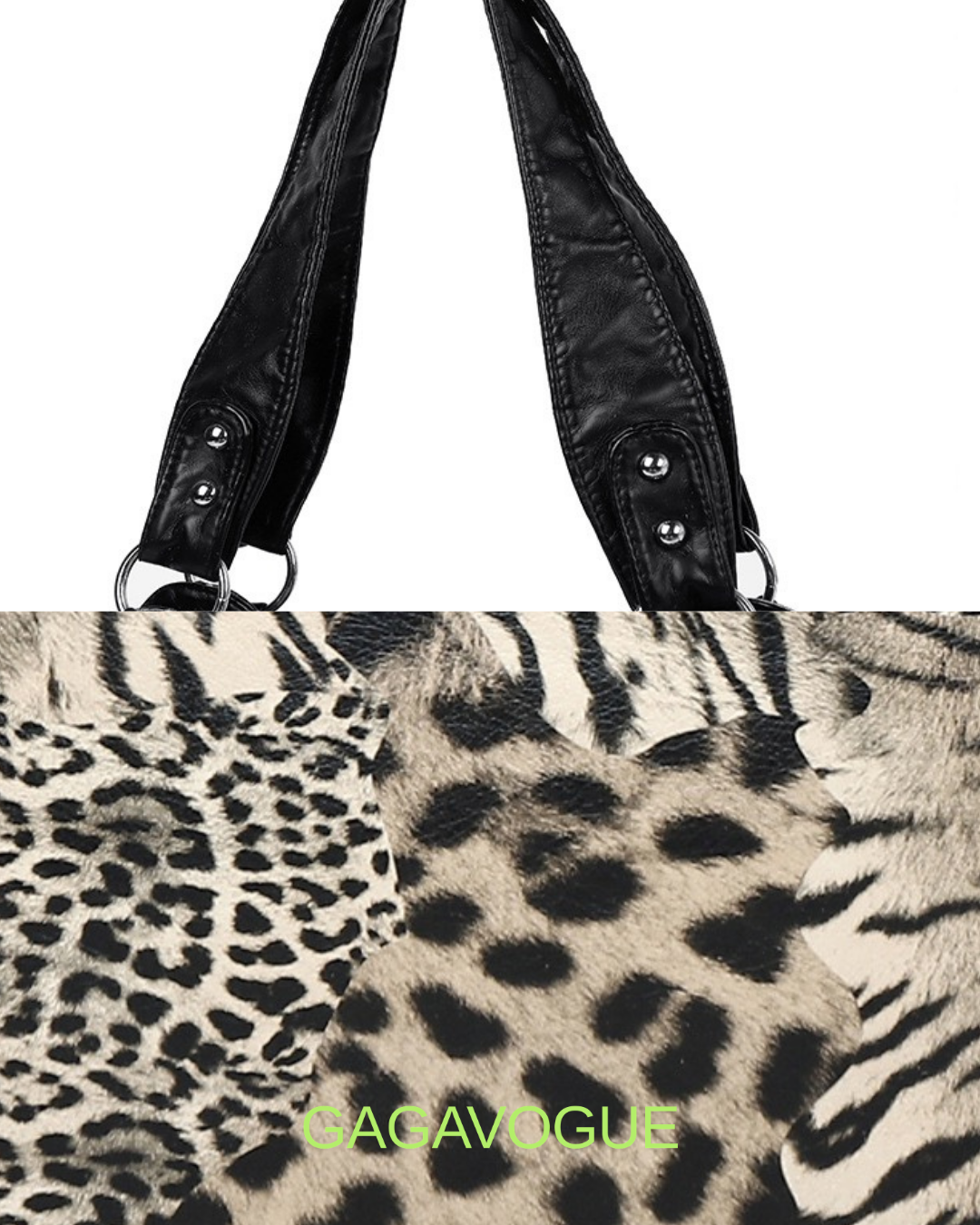 GAGAVOGUE VINTAGE ANIMAL PRINT FLAP SHOULDER BAG