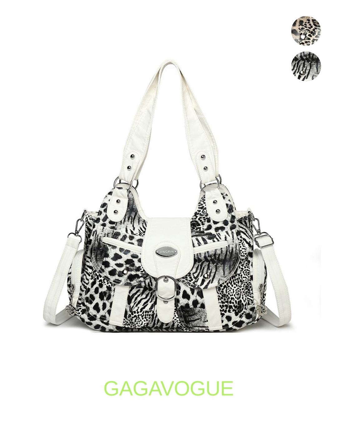 GAGAVOGUE VINTAGE ANIMAL PRINT FLAP SHOULDER BAG