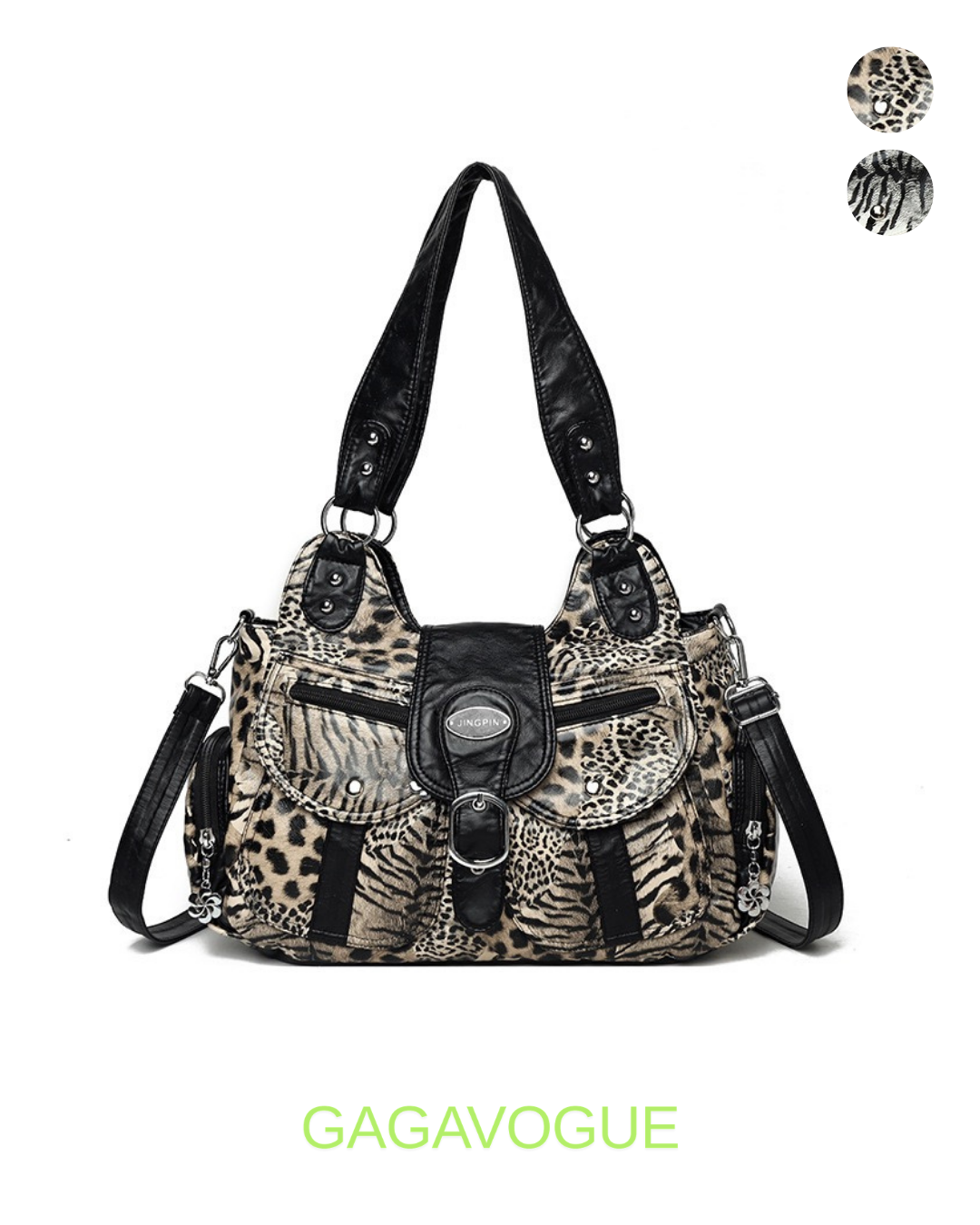 GAGAVOGUE VINTAGE ANIMAL PRINT FLAP SHOULDER BAG