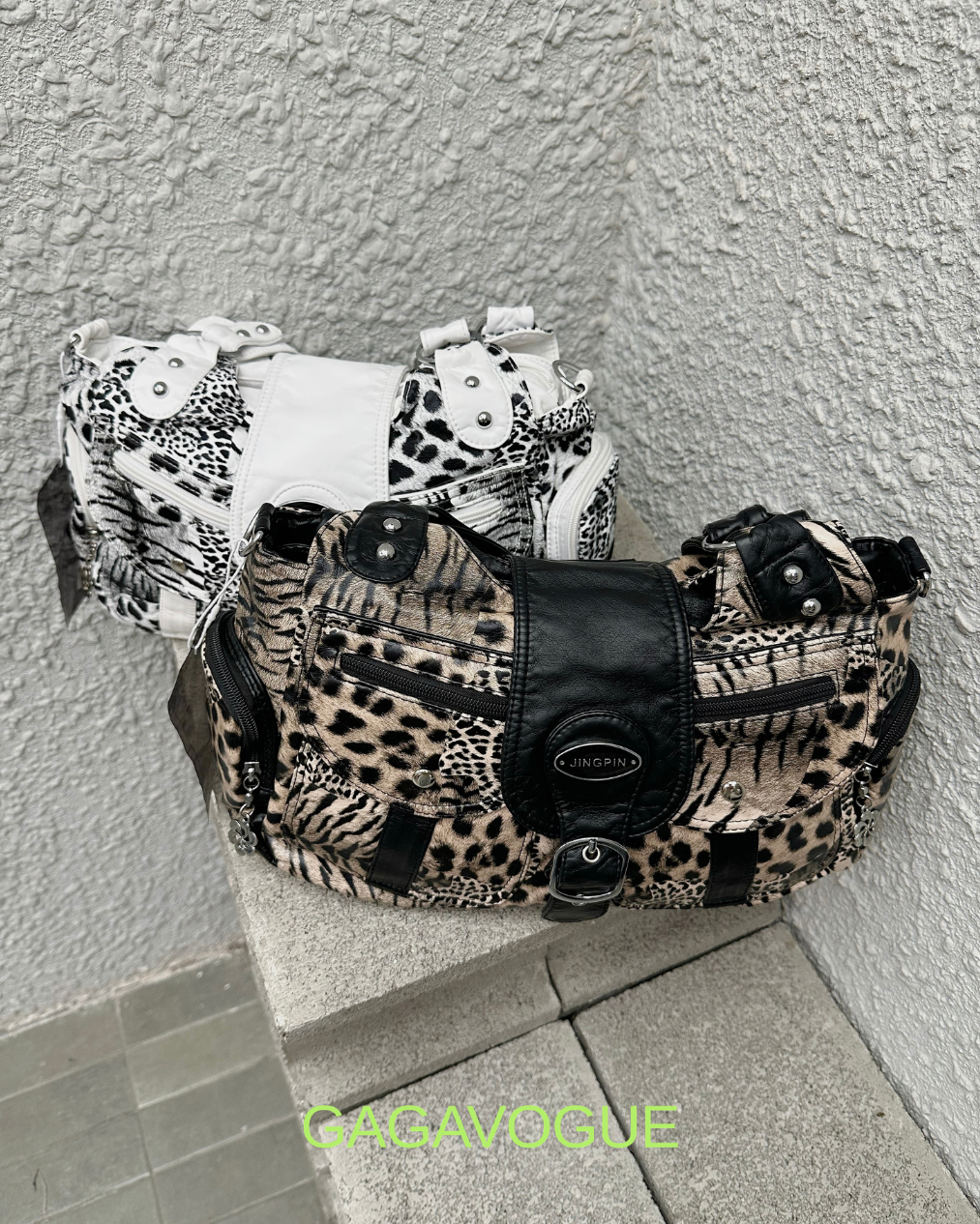GAGAVOGUE VINTAGE ANIMAL PRINT FLAP SHOULDER BAG