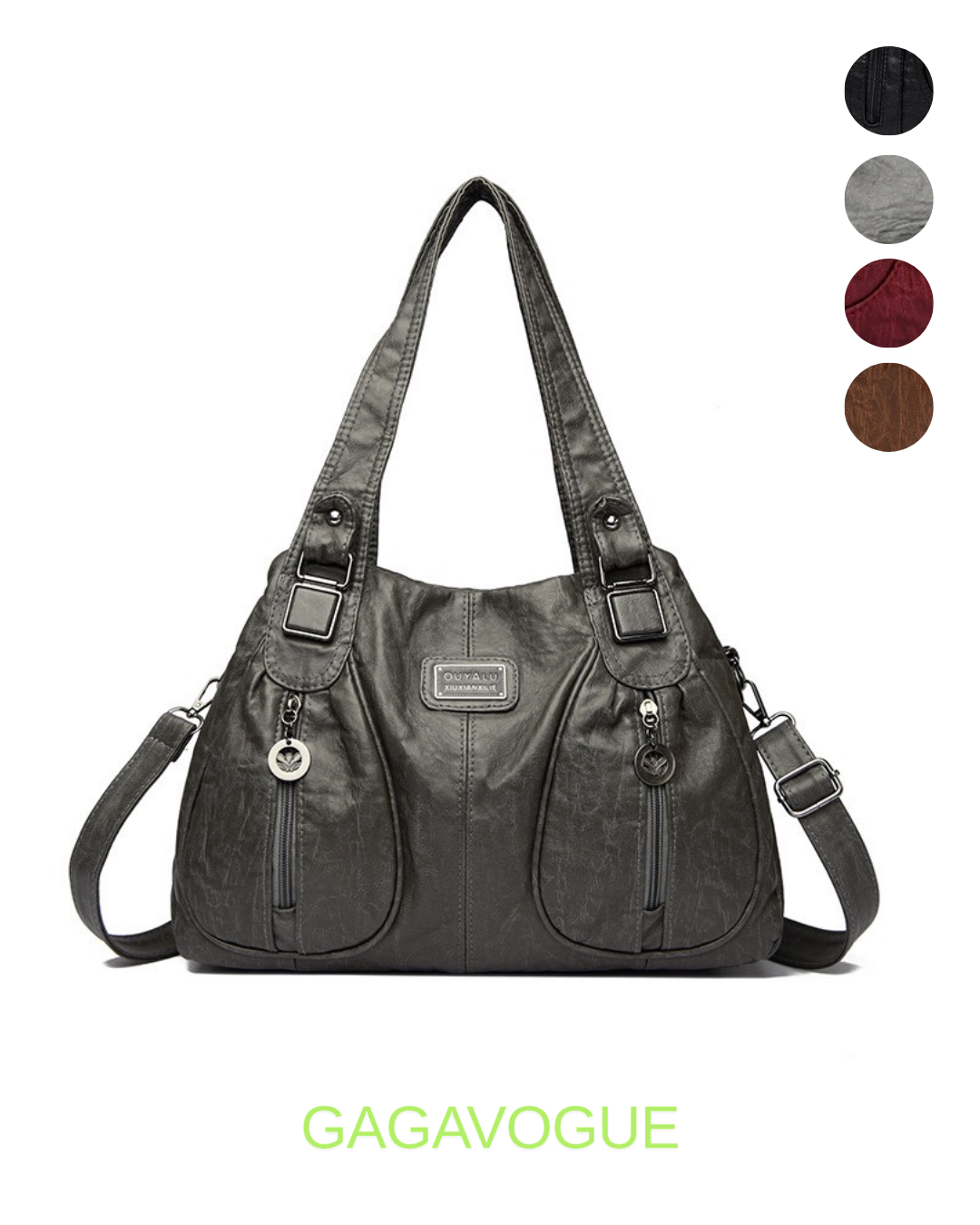 GAGAVOGUE VINTAGE SOFT LEATHER SHOULDER BAG