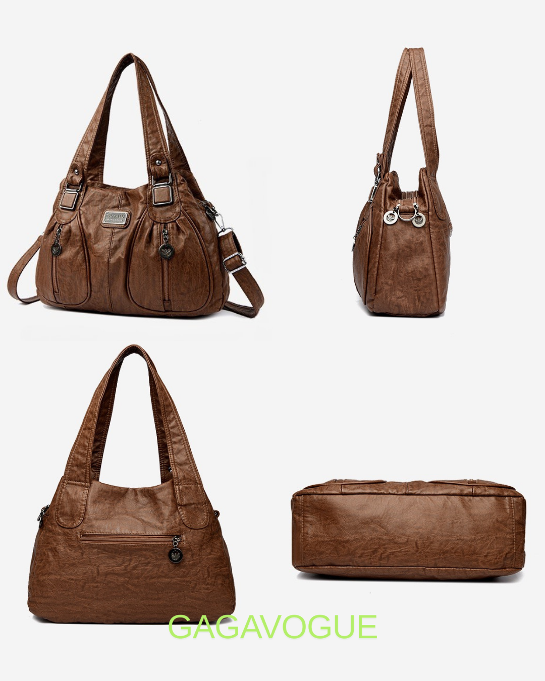 GAGAVOGUE VINTAGE SOFT LEATHER SHOULDER BAG