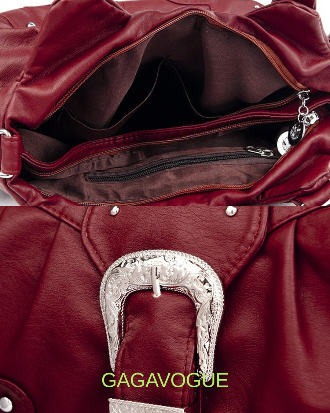 GAGAVOGUE WESTERN BUCKLE SHOULDER BAG