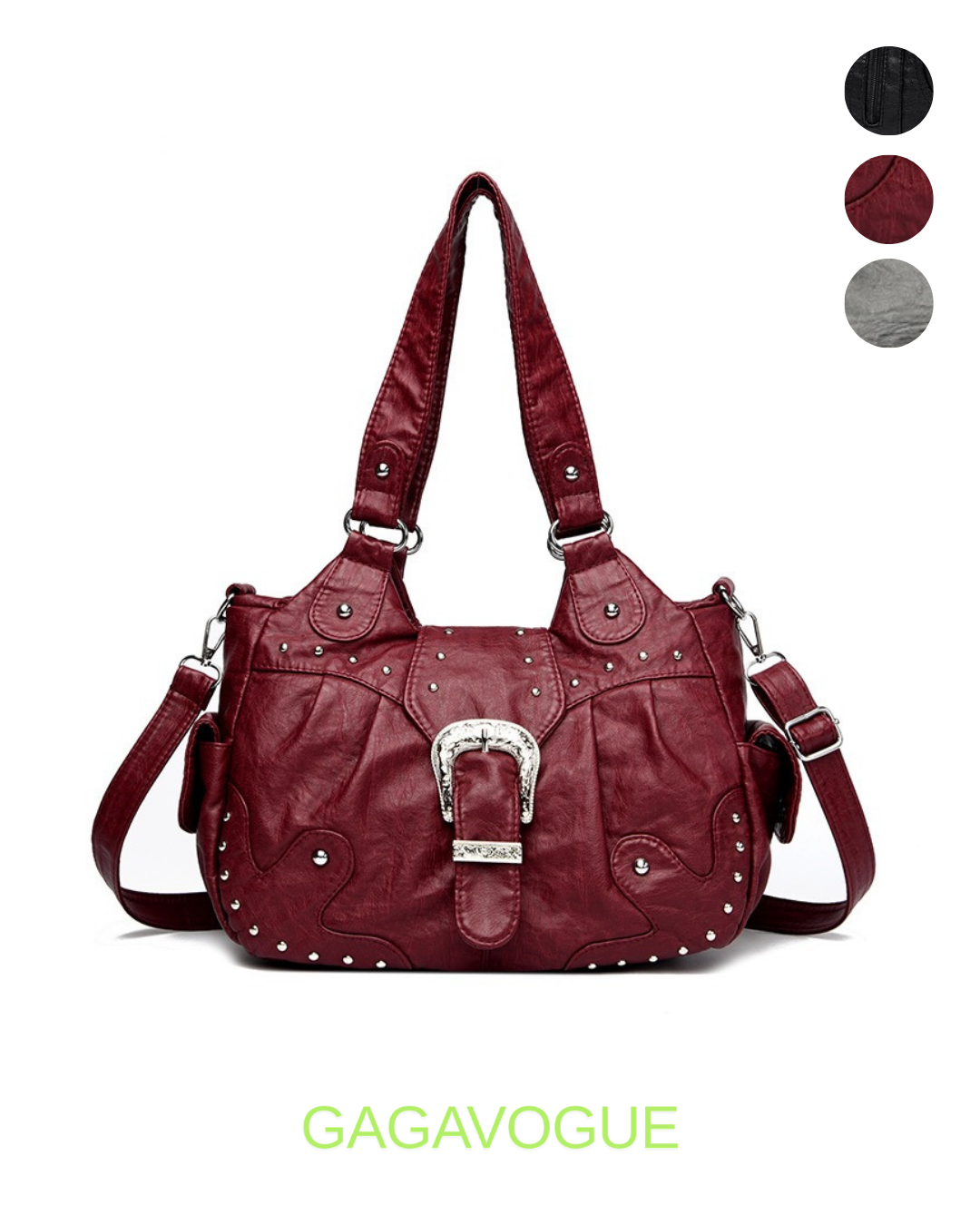 GAGAVOGUE WESTERN BUCKLE SHOULDER BAG