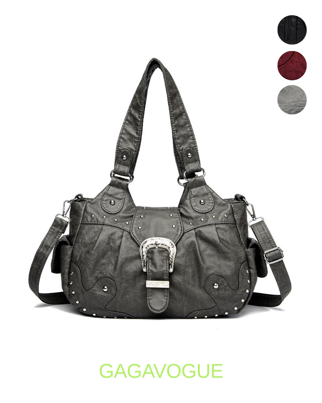 GAGAVOGUE WESTERN BUCKLE SHOULDER BAG