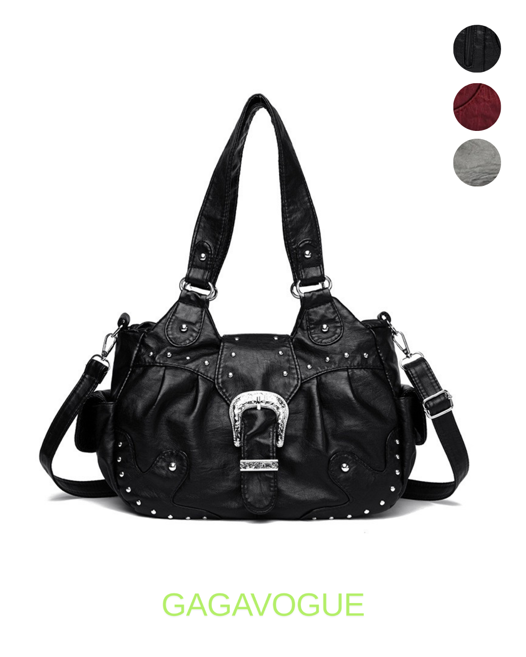 GAGAVOGUE WESTERN BUCKLE SHOULDER BAG