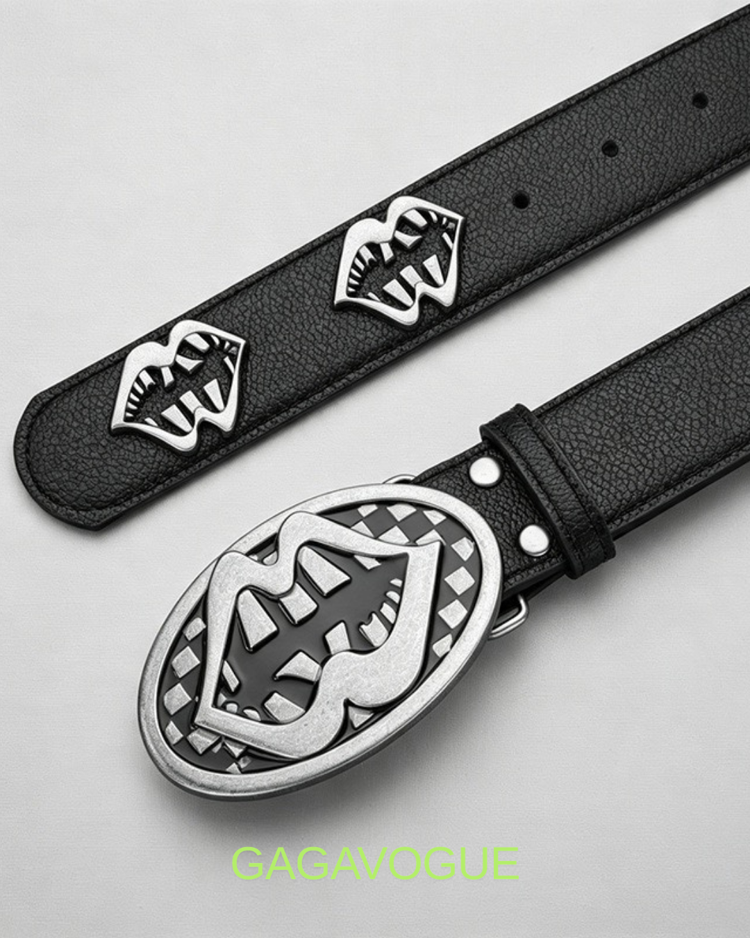 GAGAVOGUE VAMPIRE BITE BUCKLE LEATHER BELT