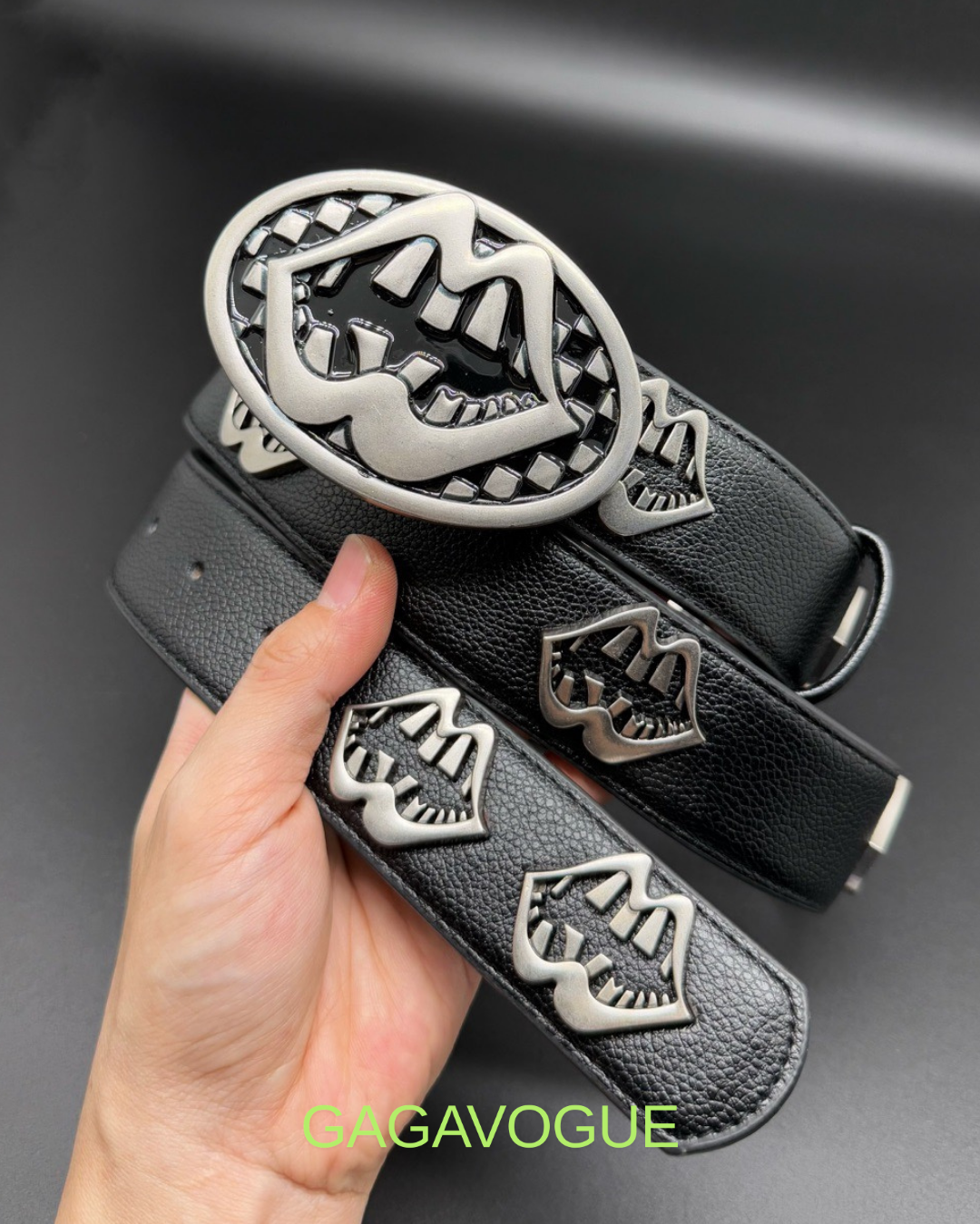GAGAVOGUE VAMPIRE BITE BUCKLE LEATHER BELT