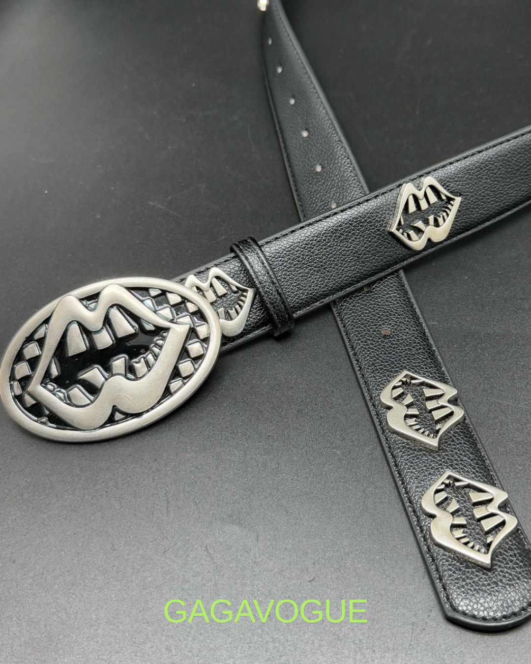 GAGAVOGUE VAMPIRE BITE BUCKLE LEATHER BELT