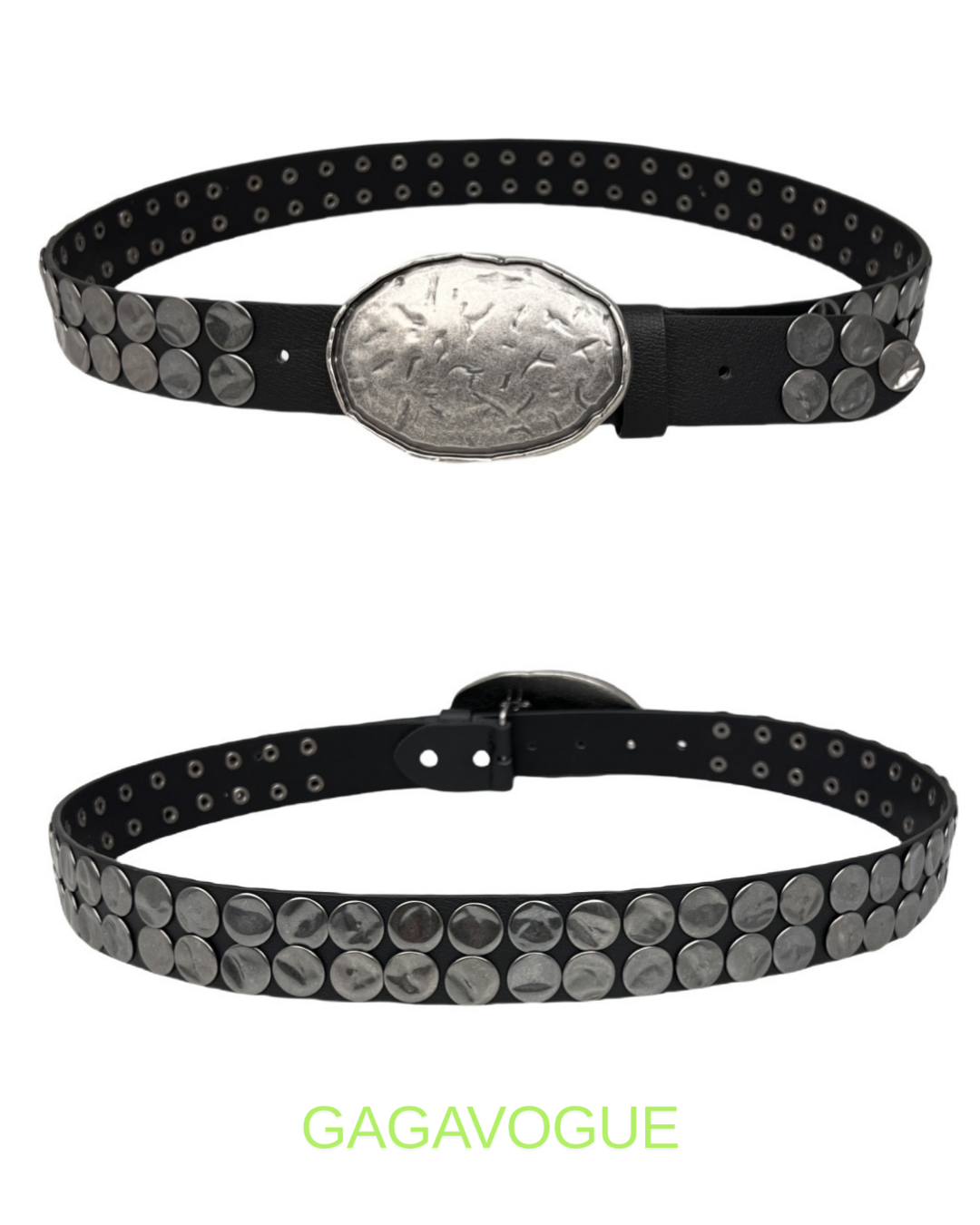 GAGAVOGUE VINTAGE STUDDED OVAL BUCKLE BELT