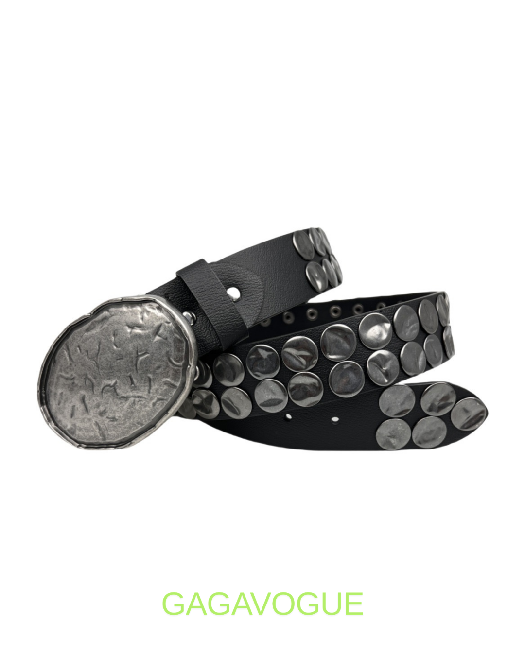 GAGAVOGUE VINTAGE STUDDED OVAL BUCKLE BELT