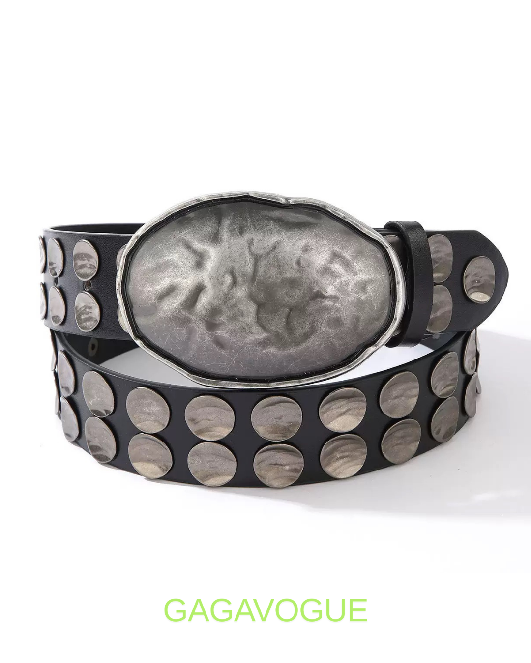 GAGAVOGUE VINTAGE STUDDED OVAL BUCKLE BELT