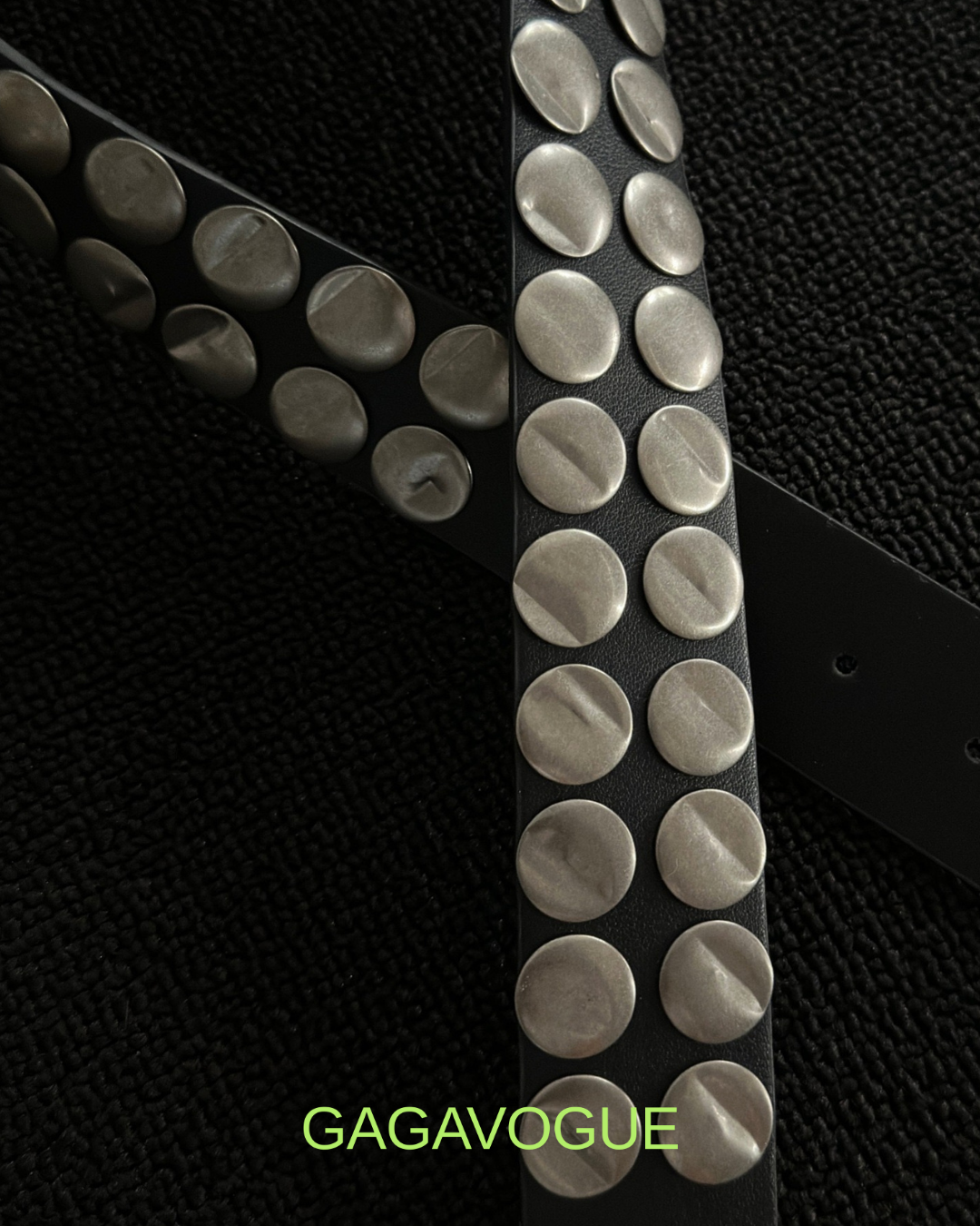 GAGAVOGUE VINTAGE STUDDED OVAL BUCKLE BELT