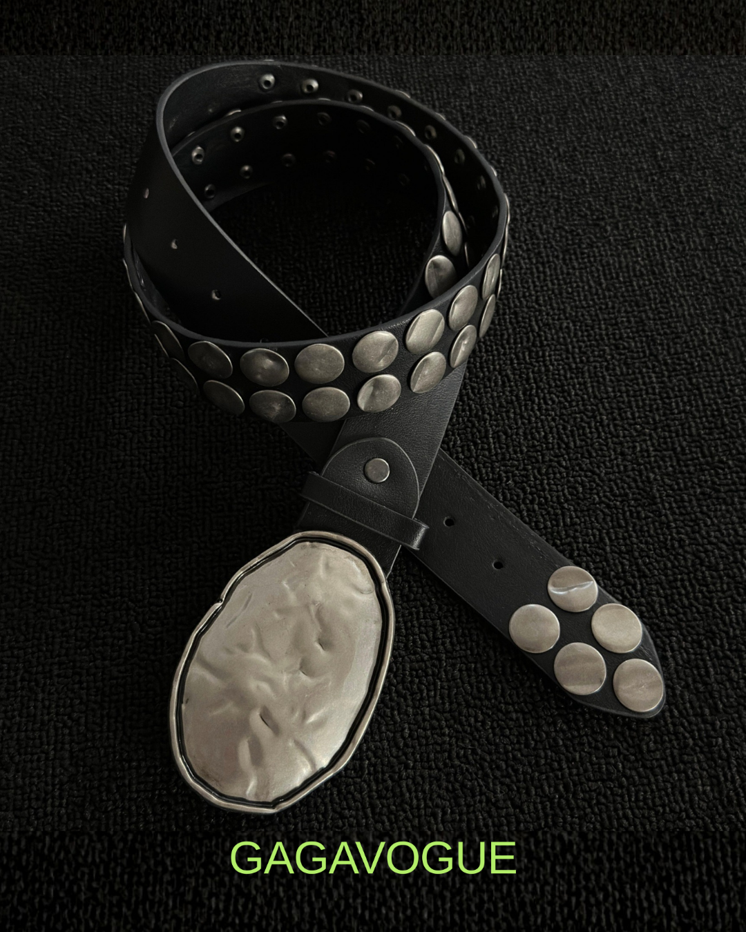 GAGAVOGUE VINTAGE STUDDED OVAL BUCKLE BELT