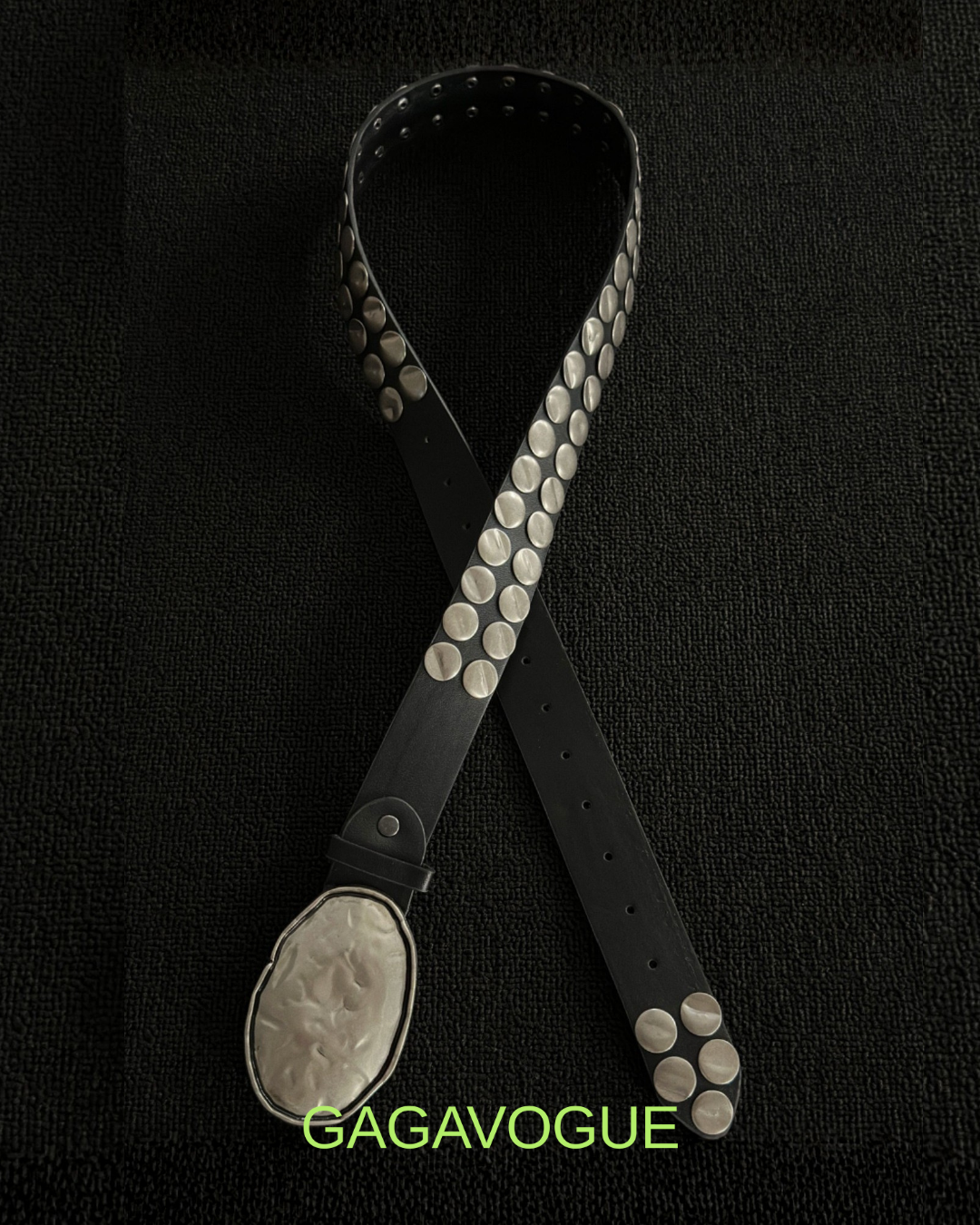 GAGAVOGUE VINTAGE STUDDED OVAL BUCKLE BELT