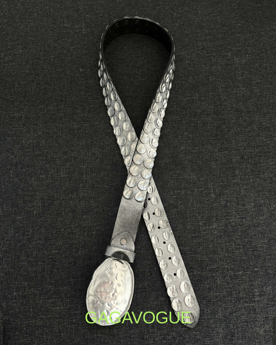 GAGAVOGUE VINTAGE STUDDED OVAL BUCKLE BELT