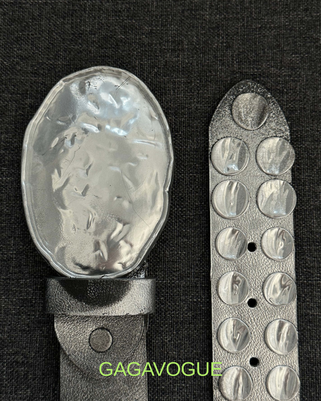 GAGAVOGUE VINTAGE STUDDED OVAL BUCKLE BELT