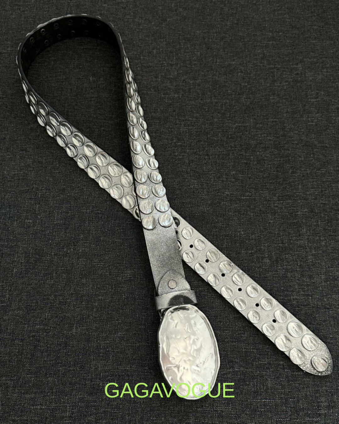 GAGAVOGUE VINTAGE STUDDED OVAL BUCKLE BELT