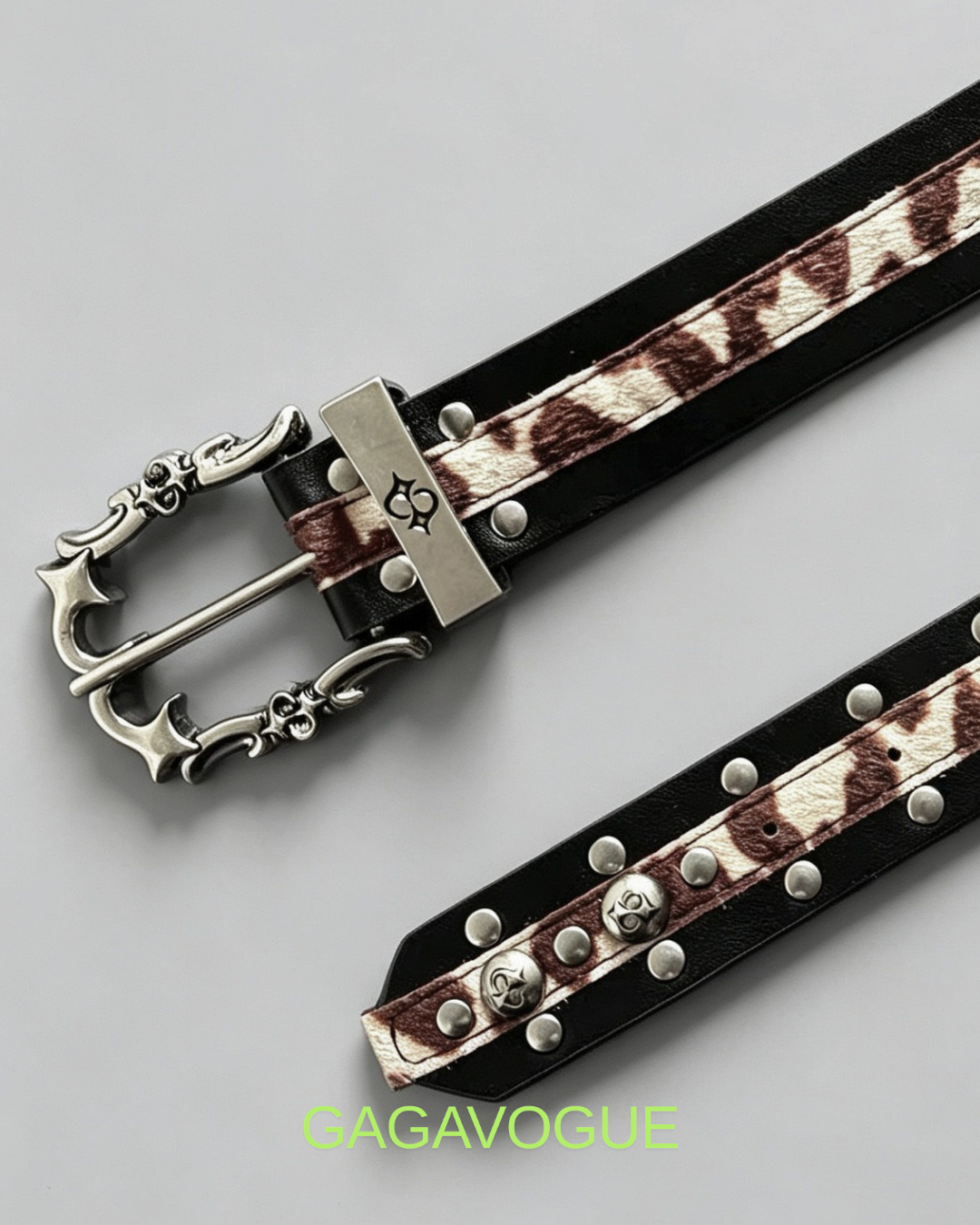 GAGAVOGUE COWHIDE STUDDED LEATHER BELT