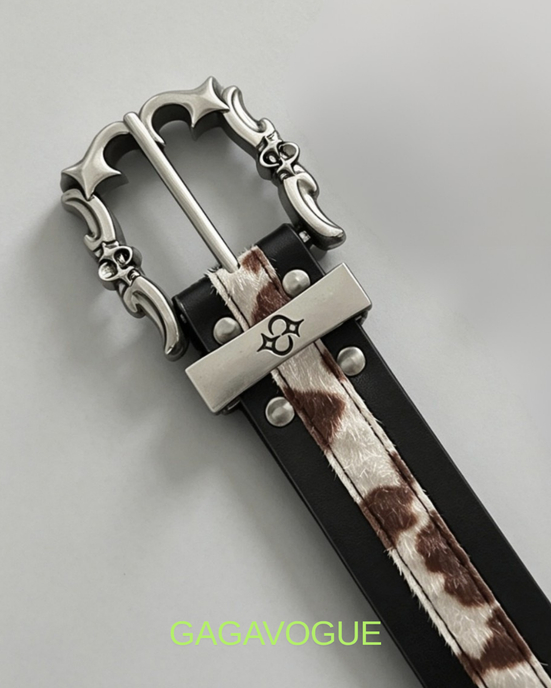GAGAVOGUE COWHIDE STUDDED LEATHER BELT