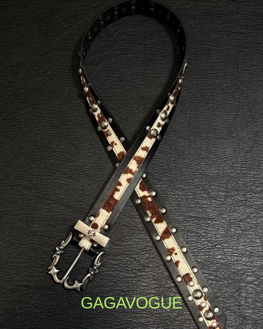 GAGAVOGUE COWHIDE STUDDED LEATHER BELT