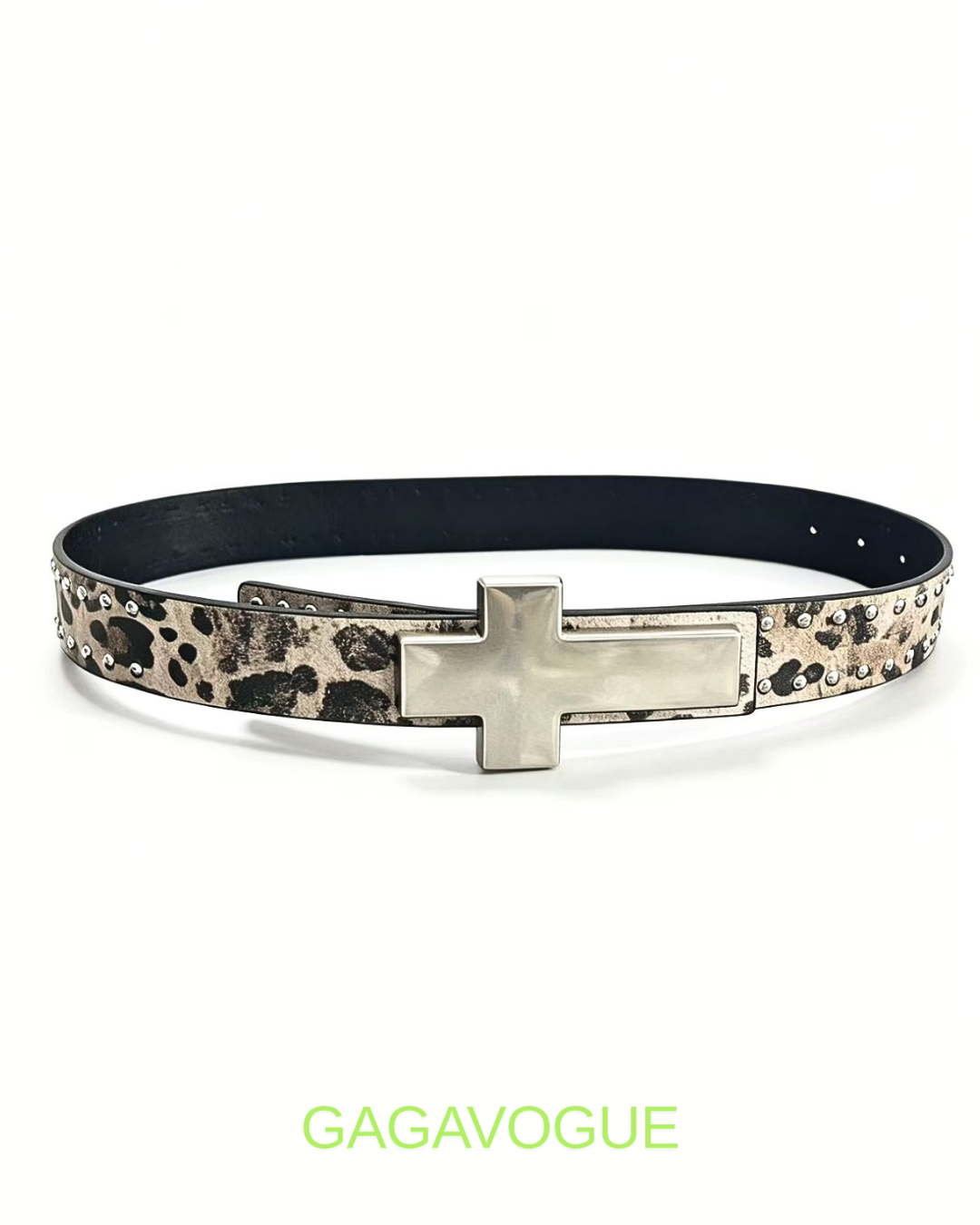 GAGAVOGUE STUDDED LEOPARD CROSS BELT