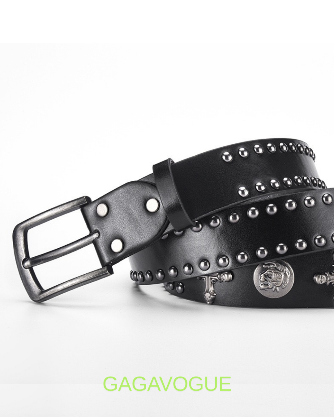 GAGAVOGUE SNAKE SKIN STUDDED CROSS BUCKLE BELT