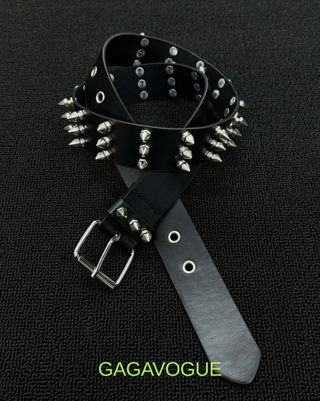 GAGAVOGUE SPIKED STUDDED PUNK LEATHER BELT