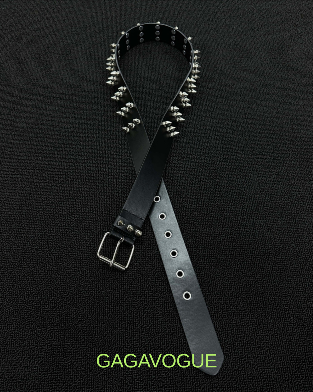 GAGAVOGUE SPIKED STUDDED PUNK LEATHER BELT