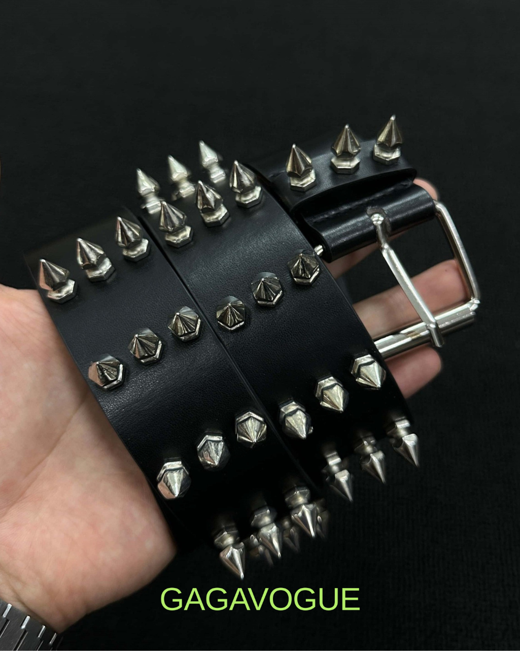 GAGAVOGUE SPIKED STUDDED PUNK LEATHER BELT