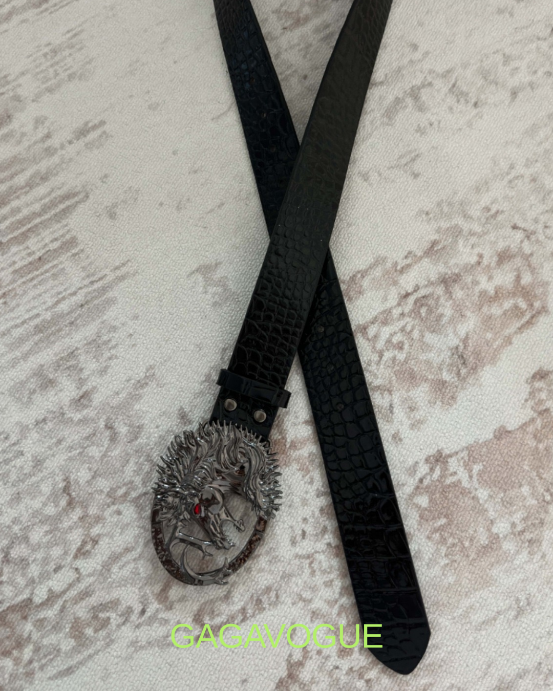 GAGAVOGUE RED CROCODILE DRAGON BUCKLE BELT
