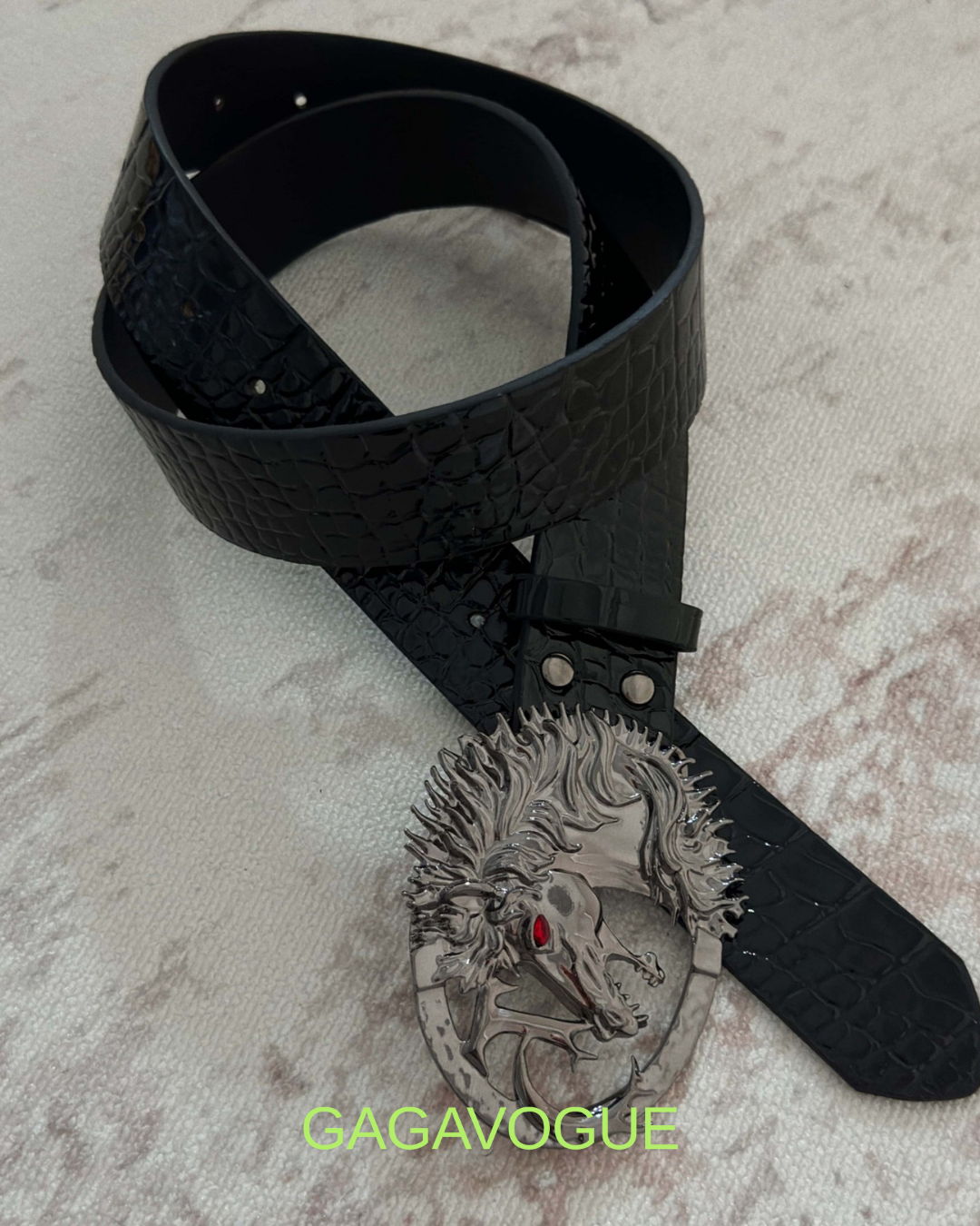 GAGAVOGUE RED CROCODILE DRAGON BUCKLE BELT