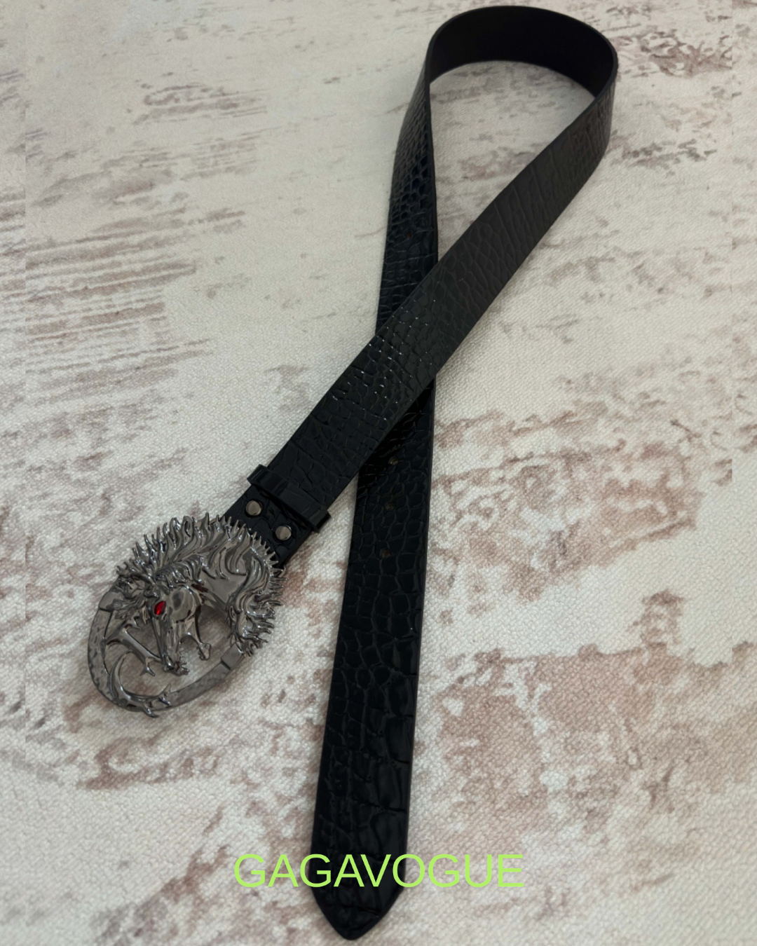 GAGAVOGUE RED CROCODILE DRAGON BUCKLE BELT