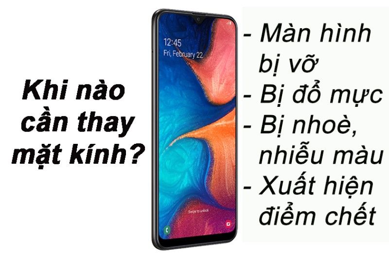 Trường hợp cần phải thay kính samsung galaxy a20