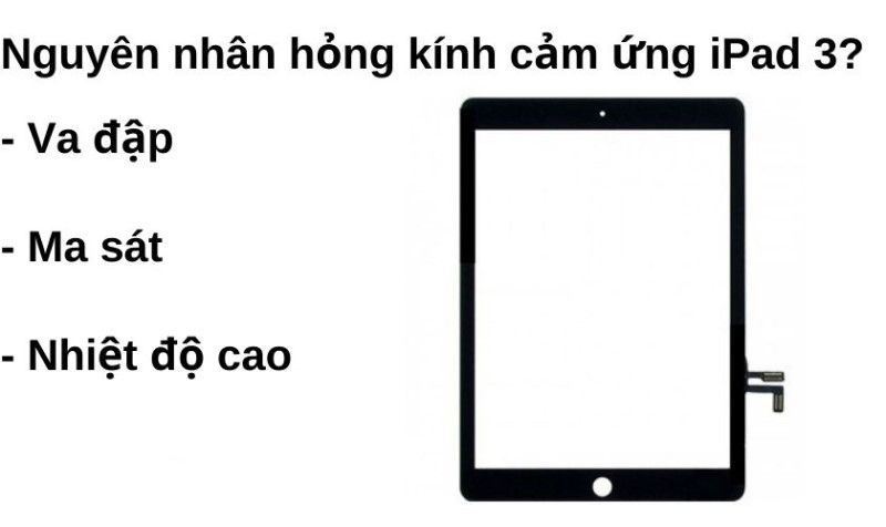 Nguyên nhân kính ipad 3 hỏng