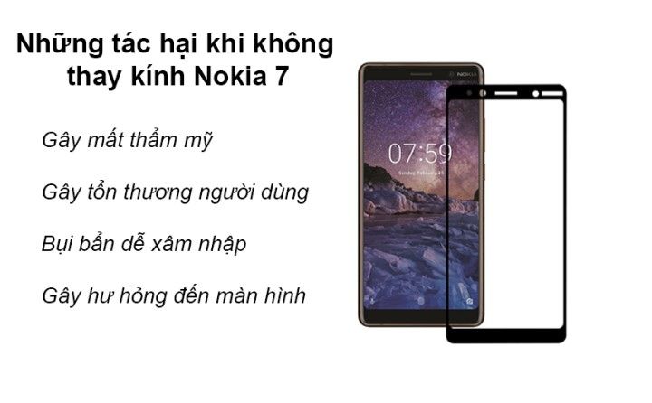 Tác hại không thay kính điện thoại nokia 7