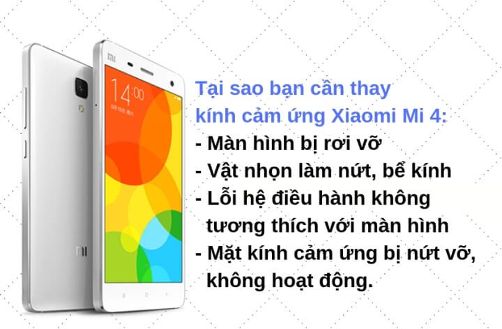 Địa chỉ thay kính xiaomi mi 4 lấy liền