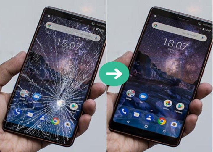 Trước và sau khi thay kính nokia 7