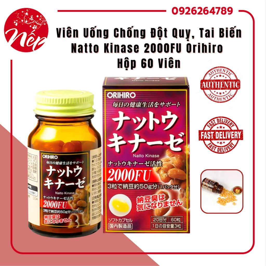 HÀNG - Viên uống chống đột quỵ Nattokinase 3000FU Orihiro Nhật Bản
