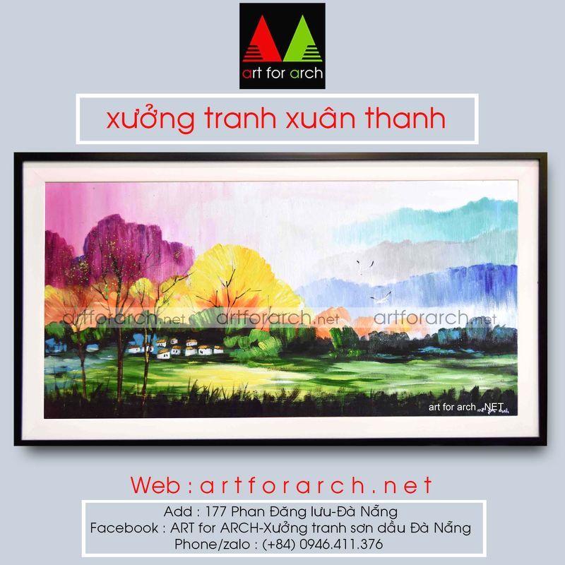 Tranh cánh đồng cỏ mùa thu