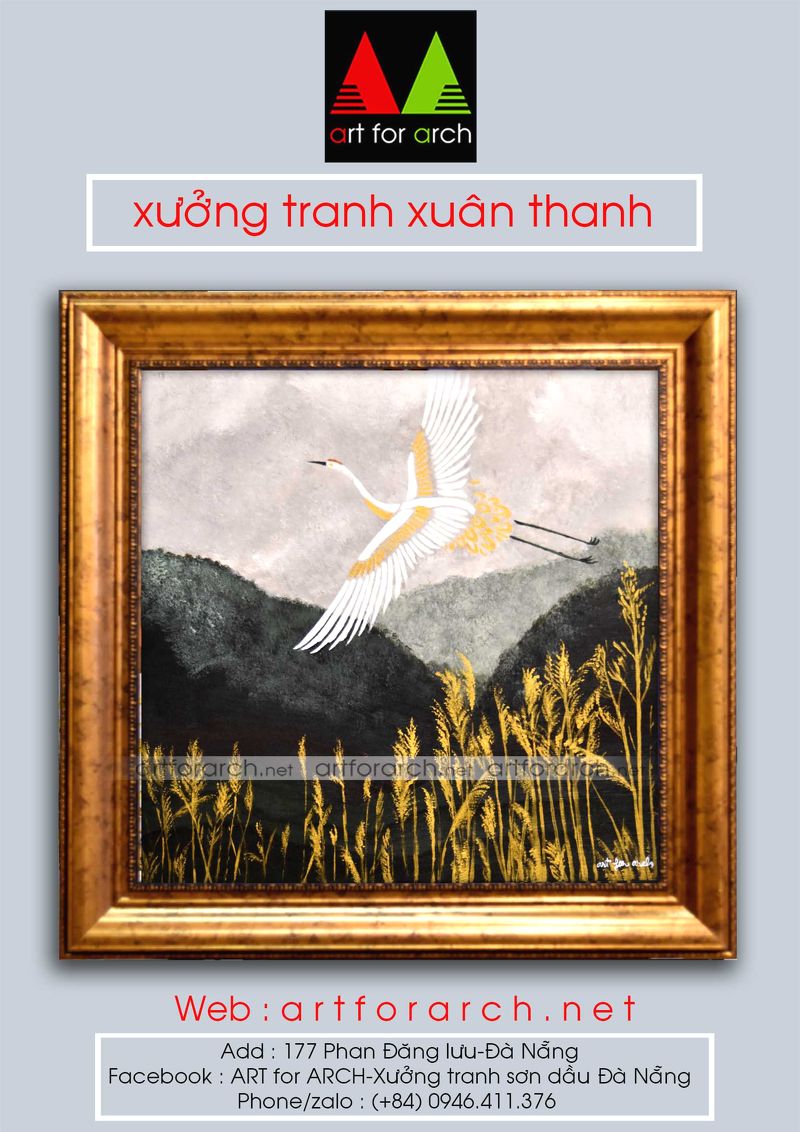 Tranh hạc vàng 01