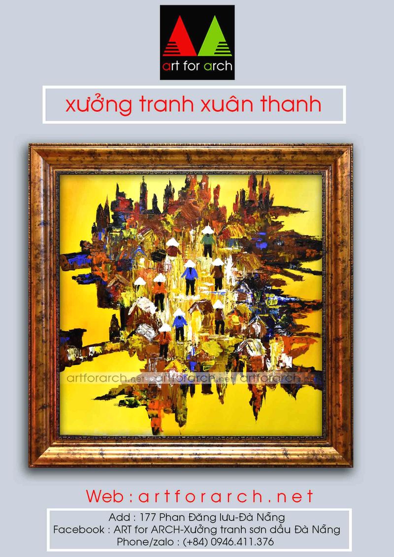 Tranh trừu tượng chợ quê 02