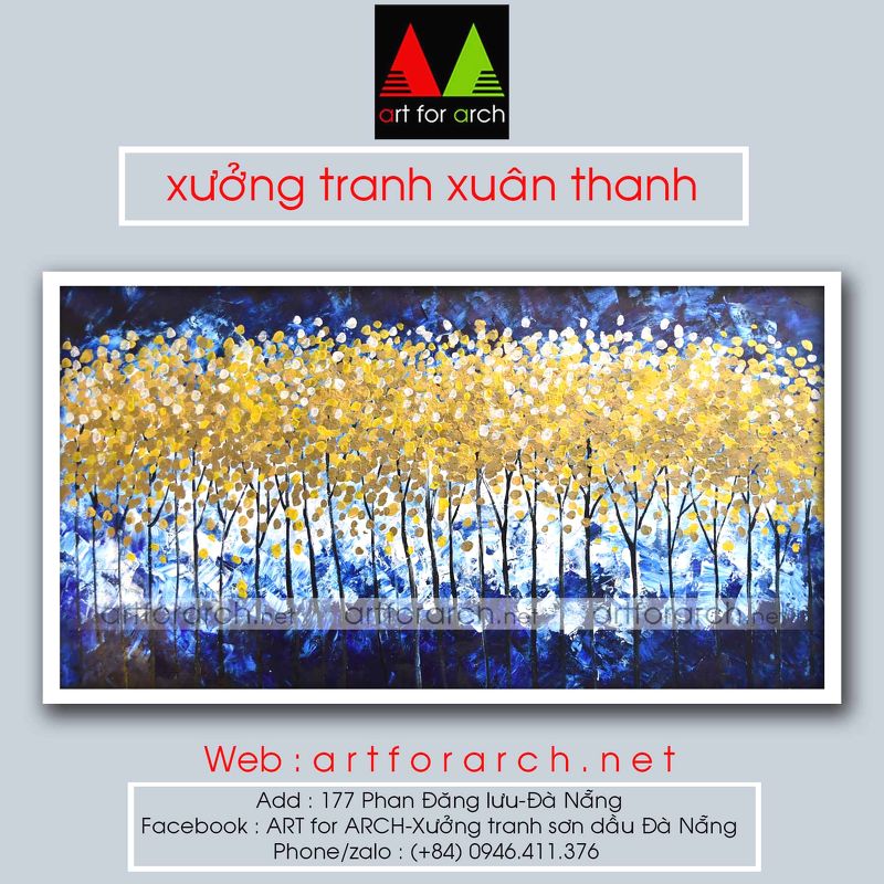 Hàng cây vàng nền xanh 60x120