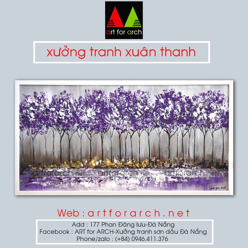 tranh hàng cây tím 01 50x100