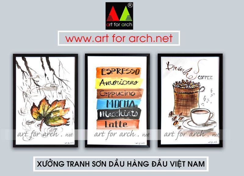 tranh ghép bộ cà phê 02 40x60