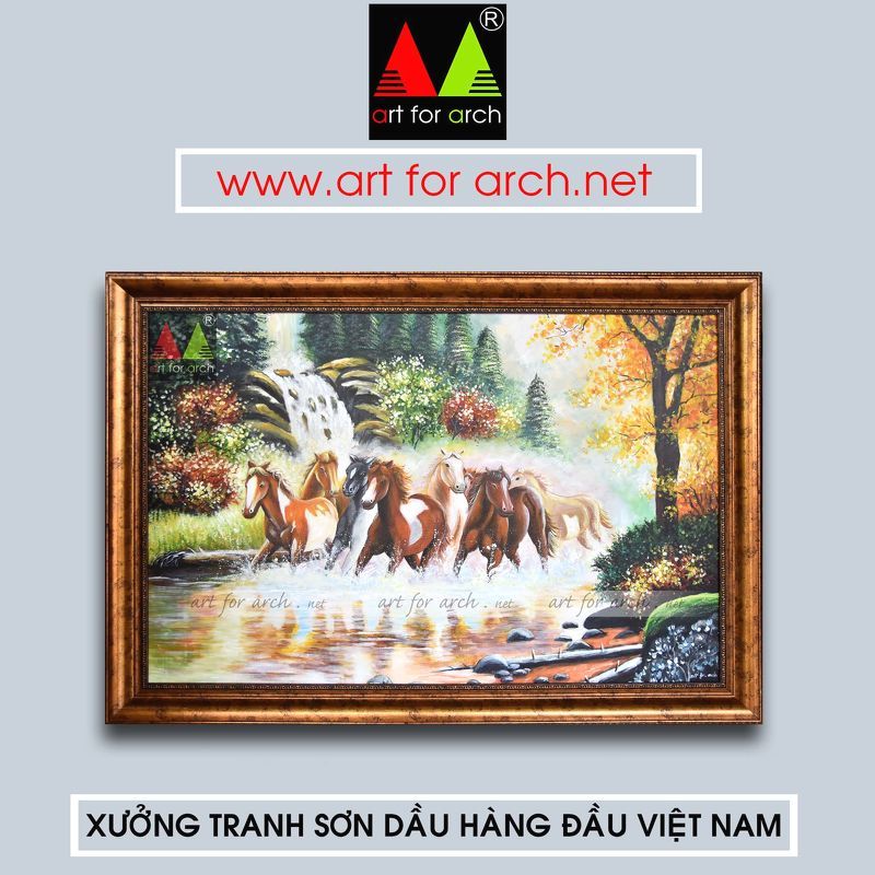 Tranh ngựa loang mùa thu 02 80x120