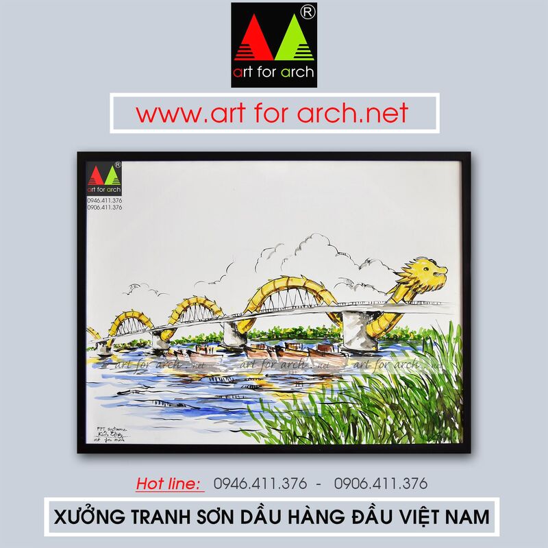 Tranh cầu rồng Đà Nẵng 01 60x80