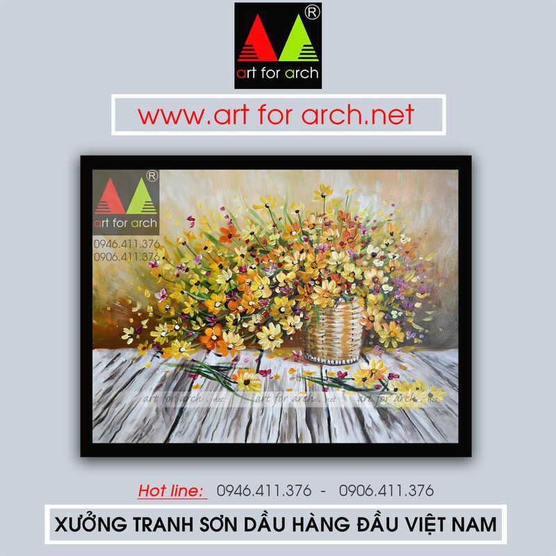 Tranh giỏ hoa 01 60x80