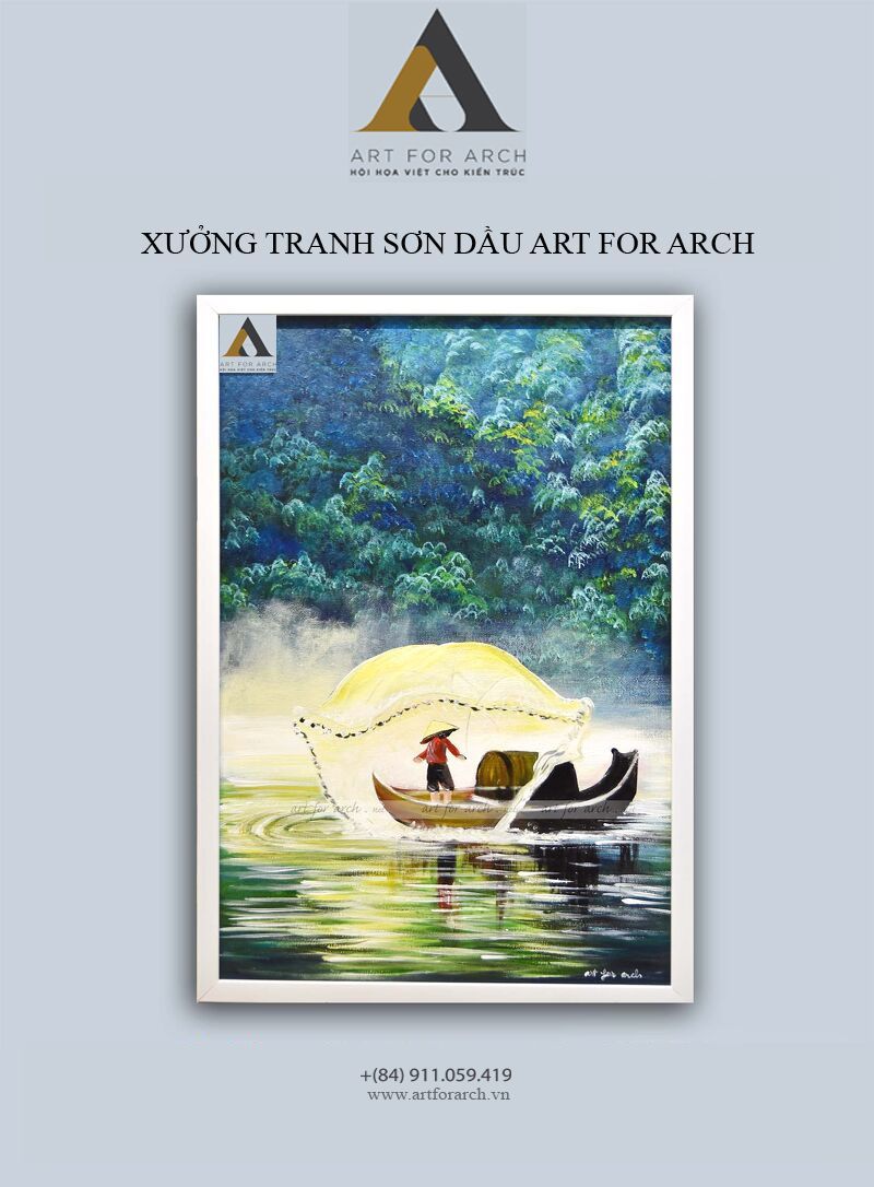 Tranh chài lưới 40x60 (G2)