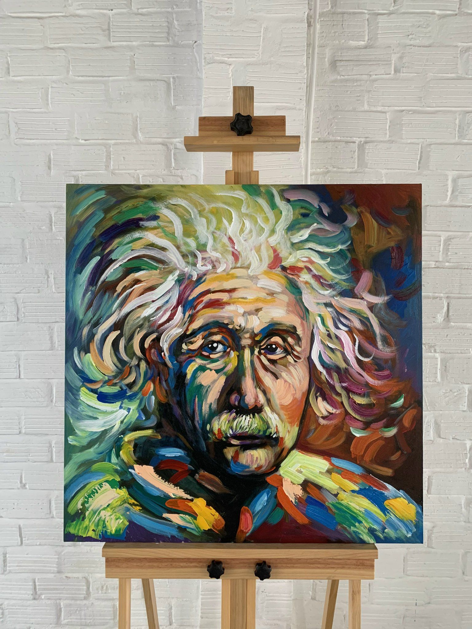 Tranh Albert Einstein (Anhxtanh) 80x80 (G1)